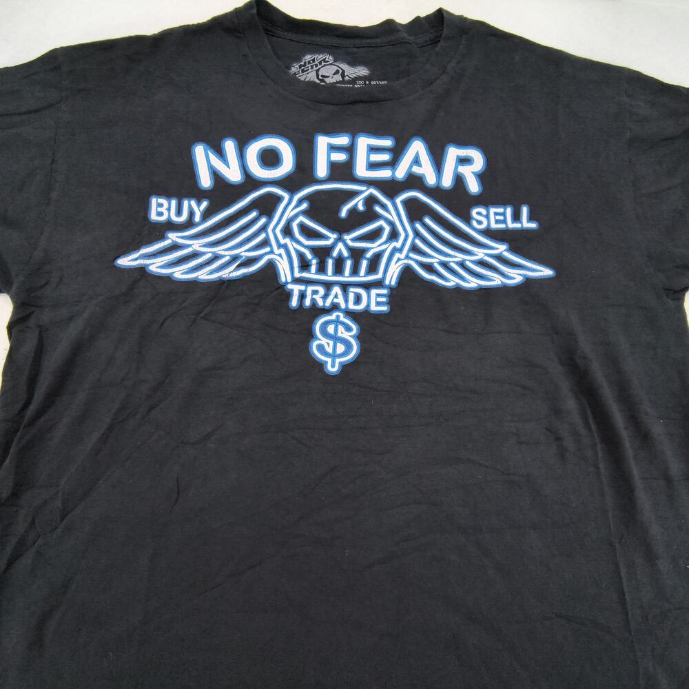 No Fear Casual Crew Neck Short Sleeve Graphic T Shirt Mens Size Large L Black